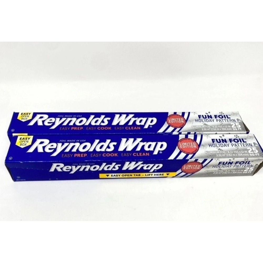 (2) Reynolds Wrap Holiday Fun Standard Aluminum Foil 25 Sq Ft Ea Limited Edition